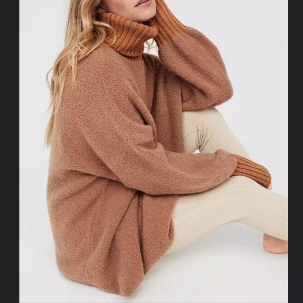 Aerie Chillside Brown‎ Oversized Turtleneck Sweater Size Large